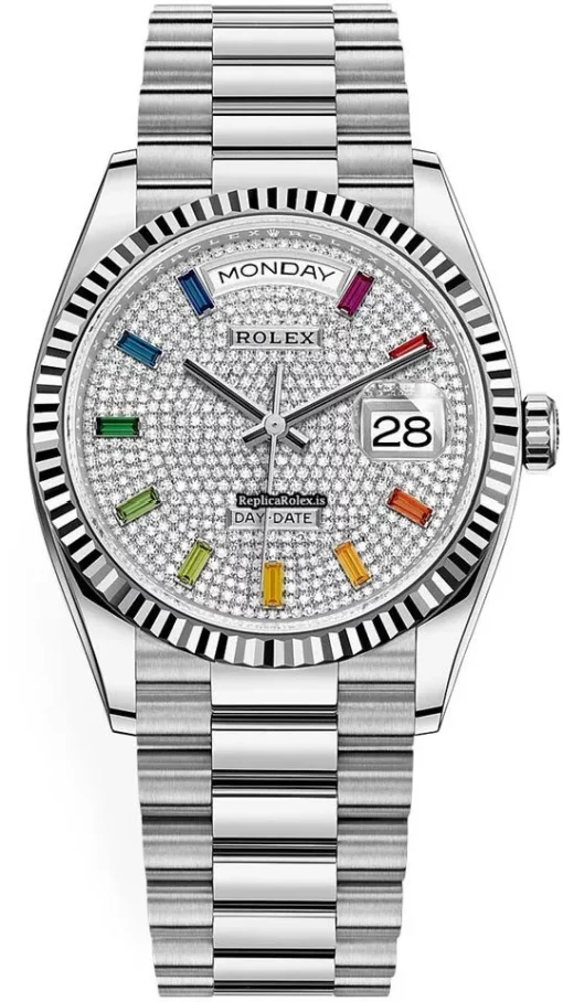 Fabulous Copies Rolex Day-date 36 128239 Automatic Movement 36mm White Gold Case Watch