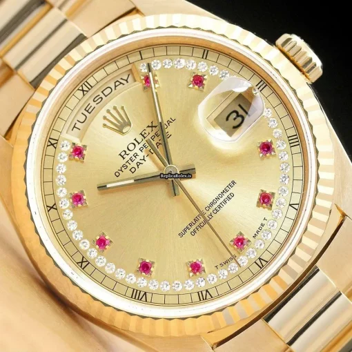 Wonderful Replicas Rolex Day-date 36 18238 Caliber 3155 Automatic Movement 36mm Yellow Gold Case Mens/unisex Watch