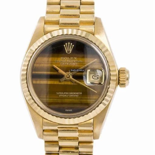 Inexpensive Knockoff Rolex Lady-datejust 6917 Automatic Movement 26mm Yellow Gold Case Womens Watch - Image 4