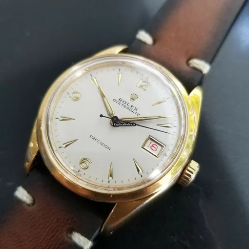 Exquisite Fake Rolex Oyster Precision Caliber 740 Manual Winding Movement 34mm Gold/steel Case Mens/unisex Watch
