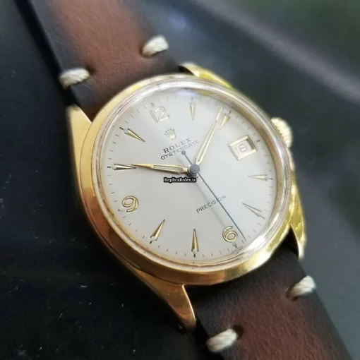Exquisite Fake Rolex Oyster Precision Caliber 740 Manual Winding Movement 34mm Gold/steel Case Mens/unisex Watch - Image 2