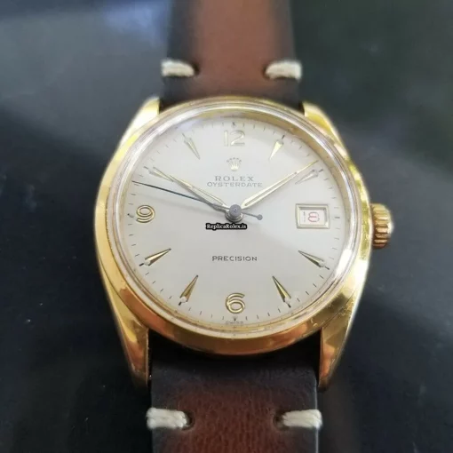 Exquisite Fake Rolex Oyster Precision Caliber 740 Manual Winding Movement 34mm Gold/steel Case Mens/unisex Watch - Image 3
