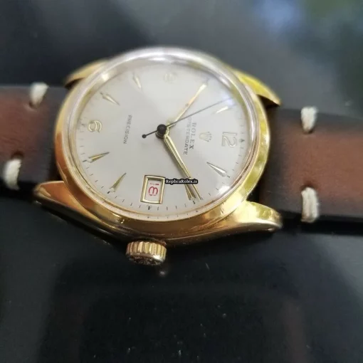 Exquisite Fake Rolex Oyster Precision Caliber 740 Manual Winding Movement 34mm Gold/steel Case Mens/unisex Watch - Image 4