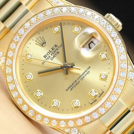 Fantastic Replica Rolex Oyster Perpetual Date 15038 Caliber 3035 Automatic Movement 34mm Yellow Gold Case Mens/unisex Watch