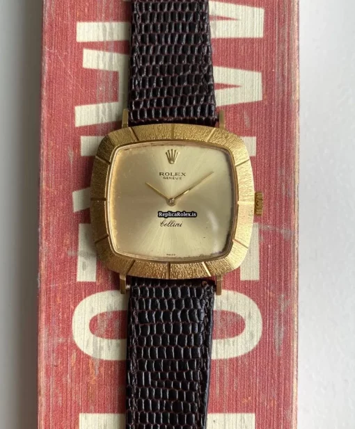 High-end Fake Rolex Cellini Caliber 1600 Manual Winding Movement Yellow Gold Case Mens/unisex Watch - Image 2