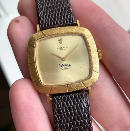 High-end Fake Rolex Cellini Caliber 1600 Manual Winding Movement Yellow Gold Case Mens/unisex Watch - Image 3