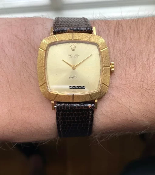 High-end Fake Rolex Cellini Caliber 1600 Manual Winding Movement Yellow Gold Case Mens/unisex Watch - Image 9