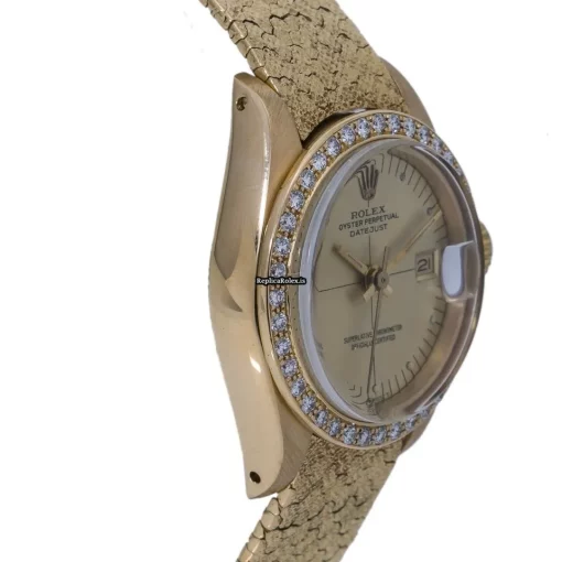 Amazing Replica Rolex Lady-datejust 6900 Automatic Movement 26mm Yellow Gold Case Womens Watch - Image 3