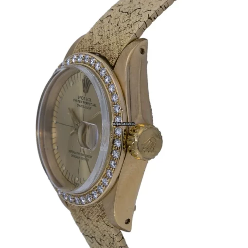 Amazing Replica Rolex Lady-datejust 6900 Automatic Movement 26mm Yellow Gold Case Womens Watch - Image 5