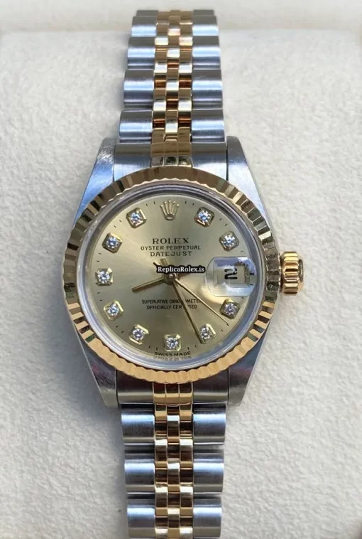 Nice Fake Rolex Lady-datejust 69173 Caliber 2135 Automatic Movement 26mm Gold/steel Case Womens Watch - Image 3