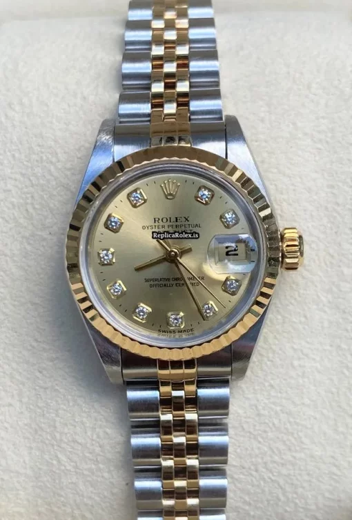 Nice Fake Rolex Lady-datejust 69173 Caliber 2135 Automatic Movement 26mm Gold/steel Case Womens Watch - Image 4