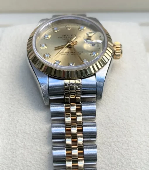 Nice Fake Rolex Lady-datejust 69173 Caliber 2135 Automatic Movement 26mm Gold/steel Case Womens Watch - Image 5