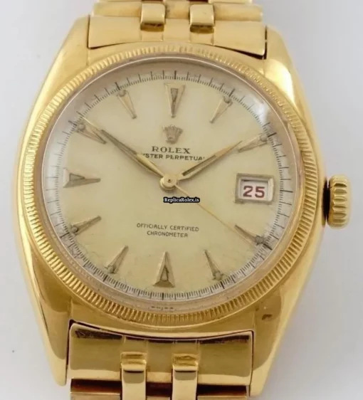 Fantastic Replica Rolex Bubble Back 6105 Automatic Movement 36mm Yellow Gold Case Mens/unisex Watch - Image 2