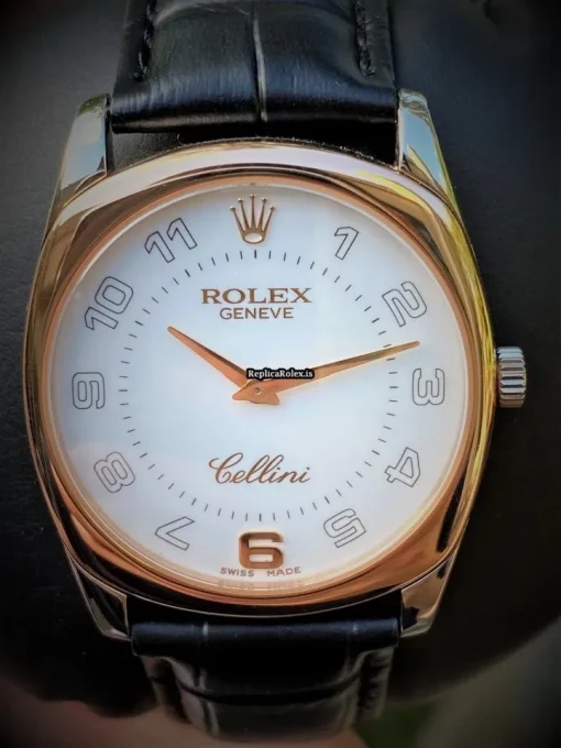 Defect Fake Rolex Cellini Danaos 4233 Caliber 1602 Manual Winding Movement 34mm White Gold Case Mens/unisex Watch - Image 2