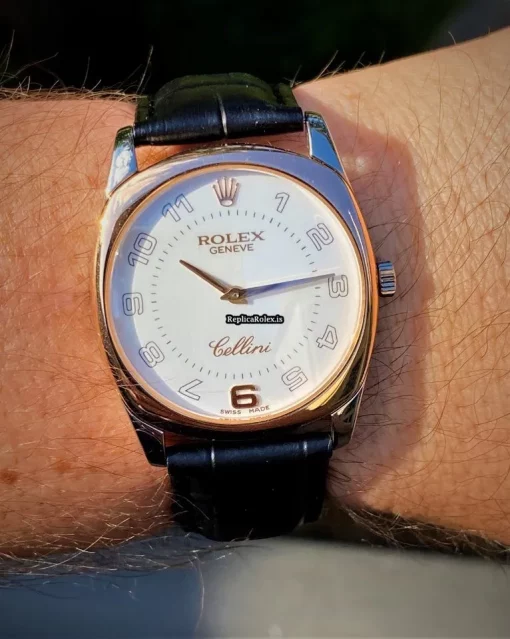 Defect Fake Rolex Cellini Danaos 4233 Caliber 1602 Manual Winding Movement 34mm White Gold Case Mens/unisex Watch - Image 5