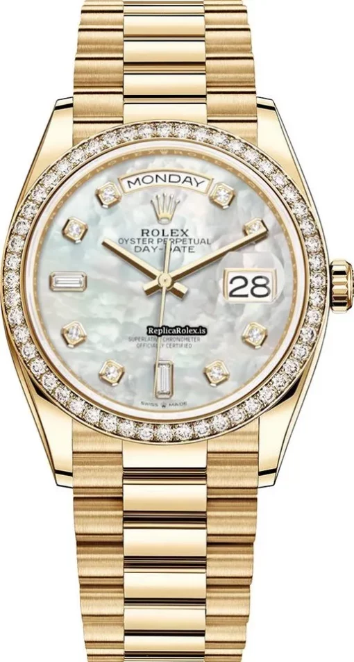 Pleasing Replica Rolex Day-date 36 128348rbr Automatic Movement 36mm Yellow Gold Case Watch