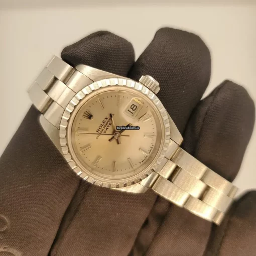 Fine Replica Rolex Oyster Perpetual Lady Date 69240 Automatic Movement 26mm Steel Case Womens Watch - Image 7