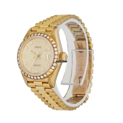 Pleasing Replica Rolex Lady-datejust 69268 Automatic Movement 26mm Yellow Gold Case Womens Watch - Image 2