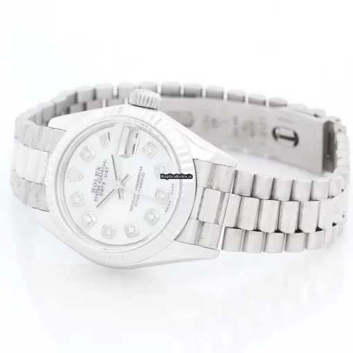 Fabulous Replica Rolex Lady-datejust 69139 Automatic Movement 26mm White Gold Case Womens Watch - Image 2