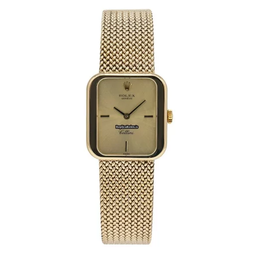 Beautiful Imitation Rolex Cellini 4335 Automatic Movement 23mm Yellow Gold Case Womens Watch