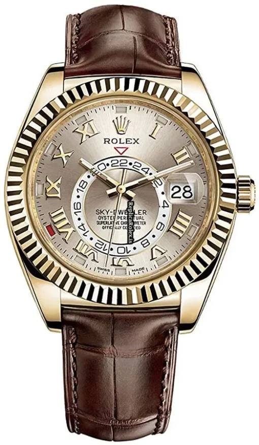 Durable Fake Rolex Sky-dweller 326138 Caliber 9001 Automatic Movement 42mm Yellow Gold Case Mens/unisex Watch