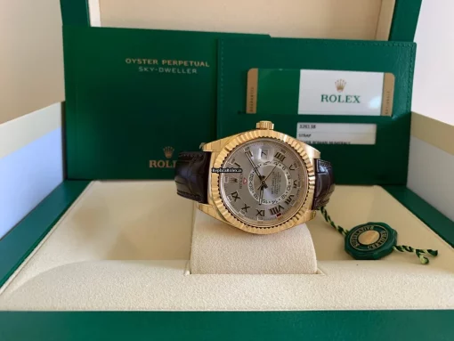 Durable Fake Rolex Sky-dweller 326138 Caliber 9001 Automatic Movement 42mm Yellow Gold Case Mens/unisex Watch - Image 2