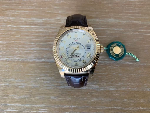 Durable Fake Rolex Sky-dweller 326138 Caliber 9001 Automatic Movement 42mm Yellow Gold Case Mens/unisex Watch - Image 4