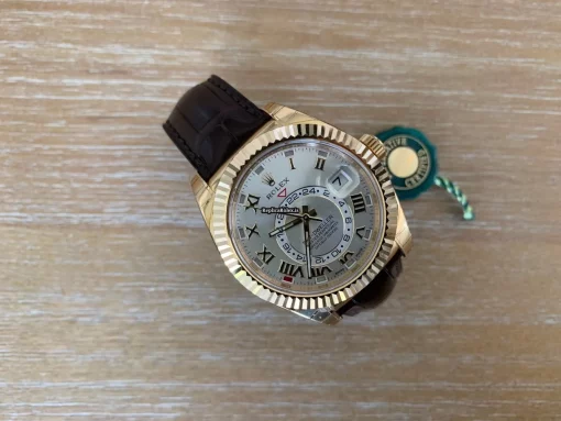 Durable Fake Rolex Sky-dweller 326138 Caliber 9001 Automatic Movement 42mm Yellow Gold Case Mens/unisex Watch - Image 7