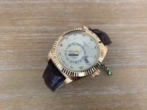 Durable Fake Rolex Sky-dweller 326138 Caliber 9001 Automatic Movement 42mm Yellow Gold Case Mens/unisex Watch - Image 8