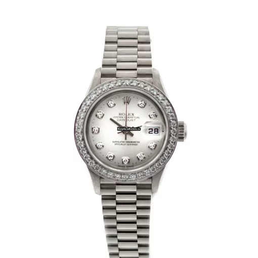 Affordable Fake Rolex Lady-datejust 79179 Automatic Movement 26mm White Gold Case Womens Watch - Image 2