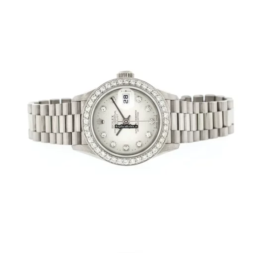 Affordable Fake Rolex Lady-datejust 79179 Automatic Movement 26mm White Gold Case Womens Watch - Image 3