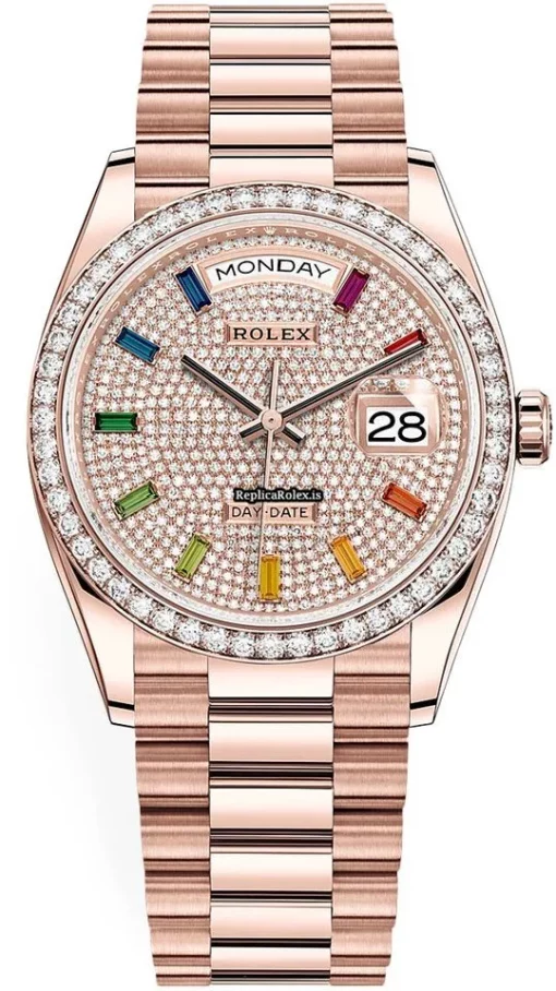 Special Replicas Rolex Day-date 36 128345rbr Automatic Movement 36mm Rose Gold Case Watch