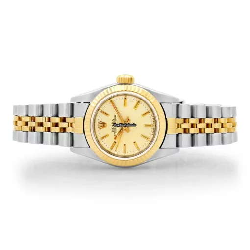 Lovely Fakes Rolex Oyster Perpetual 67193 Caliber 2130 Automatic Movement 26mm Gold/steel Case Womens Watch - Image 2