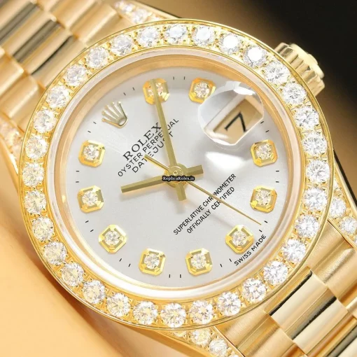 Swiss Fakes Rolex Lady-datejust 69178 Caliber 2135 Automatic Movement 26mm Yellow Gold Case Womens Watch