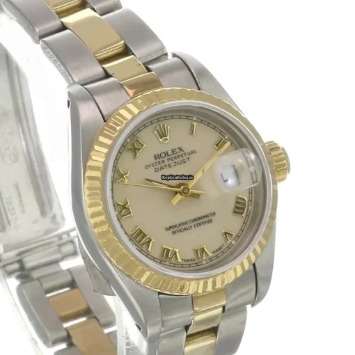 Excellent Imitation Rolex Lady-datejust 69173 Caliber 2135 Automatic Movement 26mm Gold/steel Case Womens Watch - Image 3