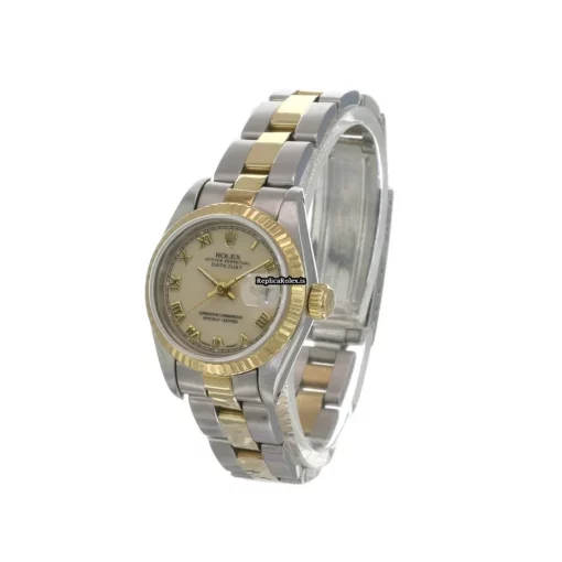 Excellent Imitation Rolex Lady-datejust 69173 Caliber 2135 Automatic Movement 26mm Gold/steel Case Womens Watch - Image 5