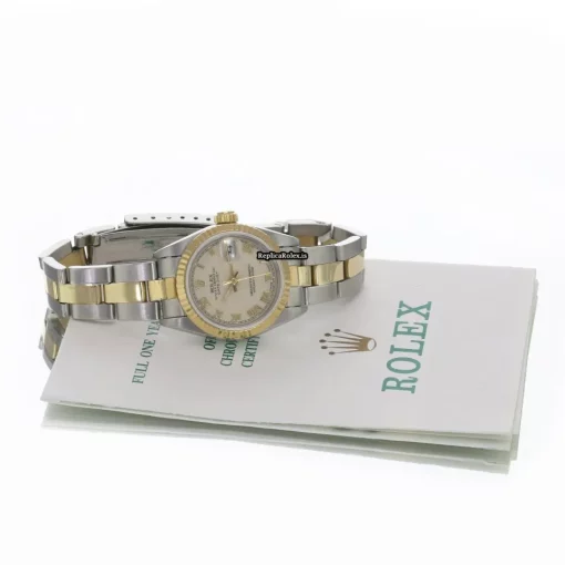Excellent Imitation Rolex Lady-datejust 69173 Caliber 2135 Automatic Movement 26mm Gold/steel Case Womens Watch - Image 9