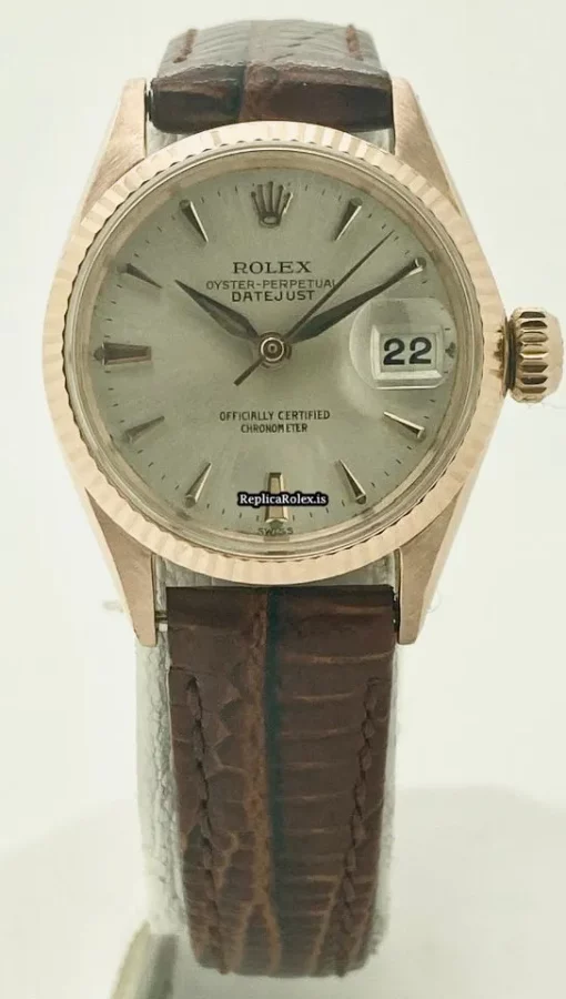 Epic Fake Rolex Oyster Perpetual Lady Date 6517 Caliber 1161 Automatic Movement 26mm Yellow Gold Case Womens Watch
