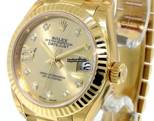 Trustworthy Fake Rolex Lady-datejust 279178 Automatic Movement 28mm Yellow Gold Case Womens Watch - Image 2