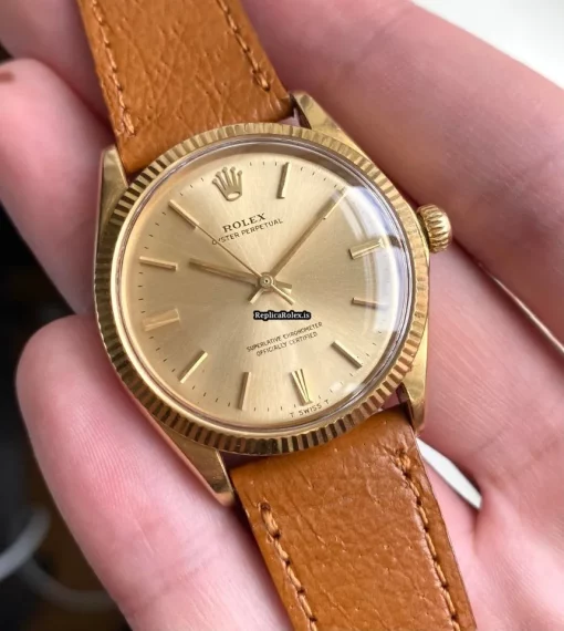 Exquisite Fake Rolex Oyster Perpetual 34 1005 Caliber 1570 Automatic Movement 34mm Yellow Gold Case Mens/unisex Watch - Image 4