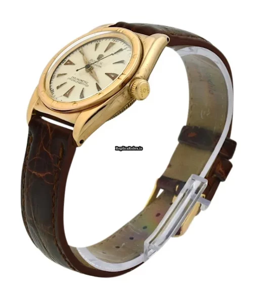 Wholesale Replica Rolex Bubble Back 3372 Caliber 630 Automatic Movement 32mm Rose Gold Case Mens/unisex Watch - Image 3