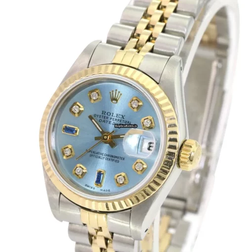 Luxury Fake Rolex Lady-datejust 69173 Caliber 2135 Automatic Movement 26mm Gold/steel Case Womens Watch - Image 2
