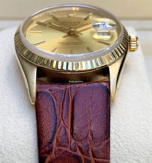 Exquisite Replica Rolex Oyster Perpetual Date 15037 Caliber 3035 Automatic Movement 34mm Yellow Gold Case Mens/unisex Watch - Image 5