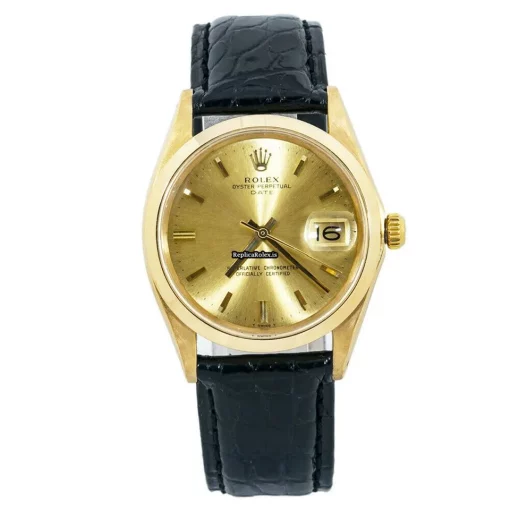 Reliable Replica Rolex Oyster Perpetual Date 1500 Automatic Movement 34mm Yellow Gold Case Mens/unisex Watch