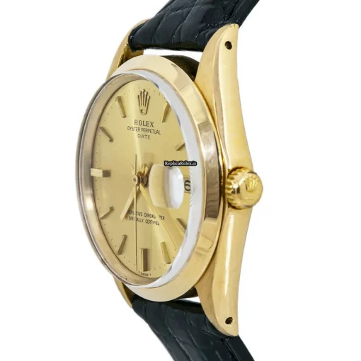 Reliable Replica Rolex Oyster Perpetual Date 1500 Automatic Movement 34mm Yellow Gold Case Mens/unisex Watch - Image 3