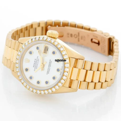Luxury Fake Rolex Lady-datejust 79138 Automatic Movement 26mm Yellow Gold Case Womens Watch - Image 3