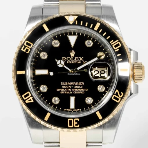 Mind-boggling Fake Rolex Submariner Date 116613n Gold/steel Case Watch - Image 2