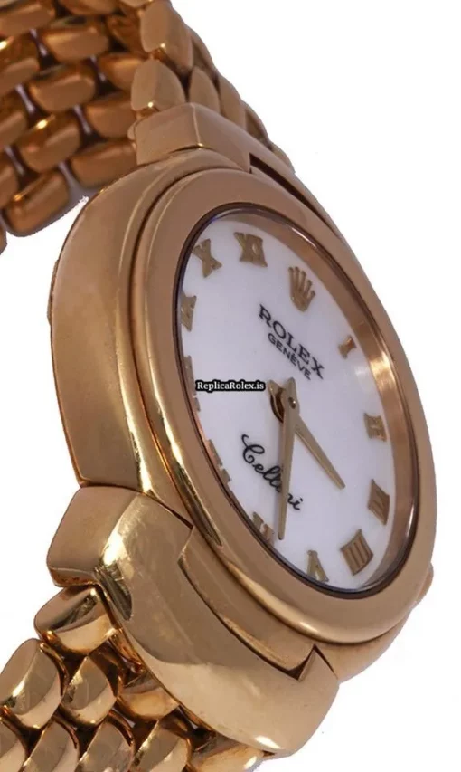 Excellent Replica Rolex Cellini Aug-21 Quartz Movement 26mm Yellow Gold Case Womens Watch - Image 3