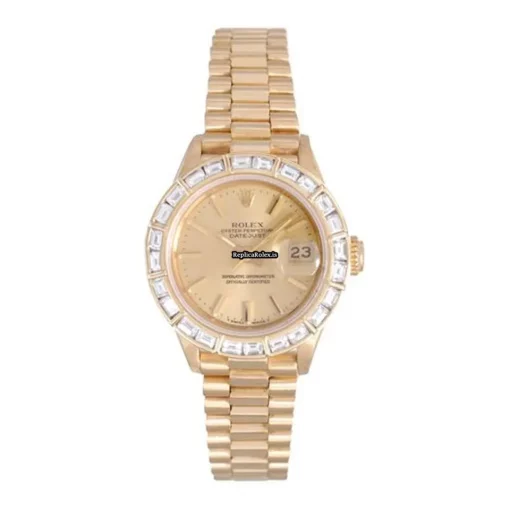 Luxury Fake Rolex Lady-datejust 69178 Automatic Movement 26mm Yellow Gold Case Womens Watch