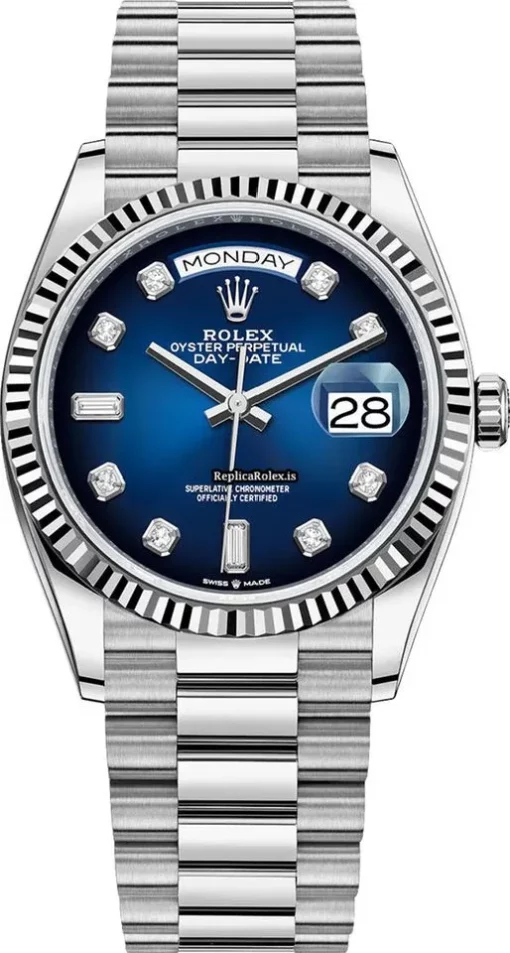 Fabulous Replica Rolex Day-date 36 128239 Automatic Movement 36mm White Gold Case Watch